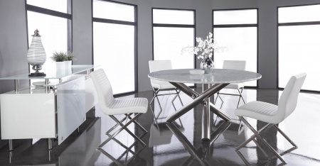 luxury dining room with round dining room table with modern design and