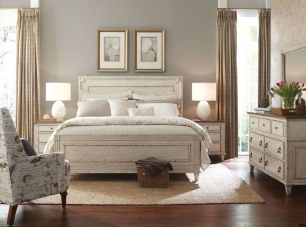 luxury home furniture bedroom with antiqued wood furniture with white and light brown color scheme