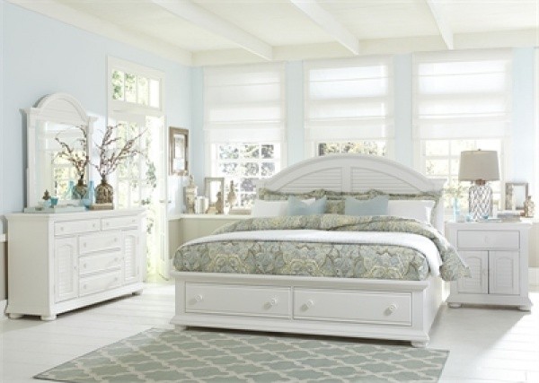 luxury home furniture master bedroom with seafoam green color scheme with white wood furniture